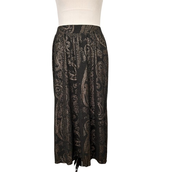 CATHERINES New Black Metallic Gold MAXI SKIRT 1X 18 20 Whimsigoth Witchy Sparkle - Picture 7 of 16